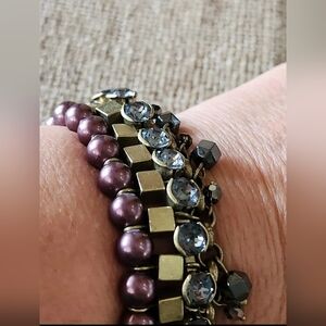 Silpada Blue Violet Swarovski Crystal Brass Bracelet magnetic clasp Amazing EUC